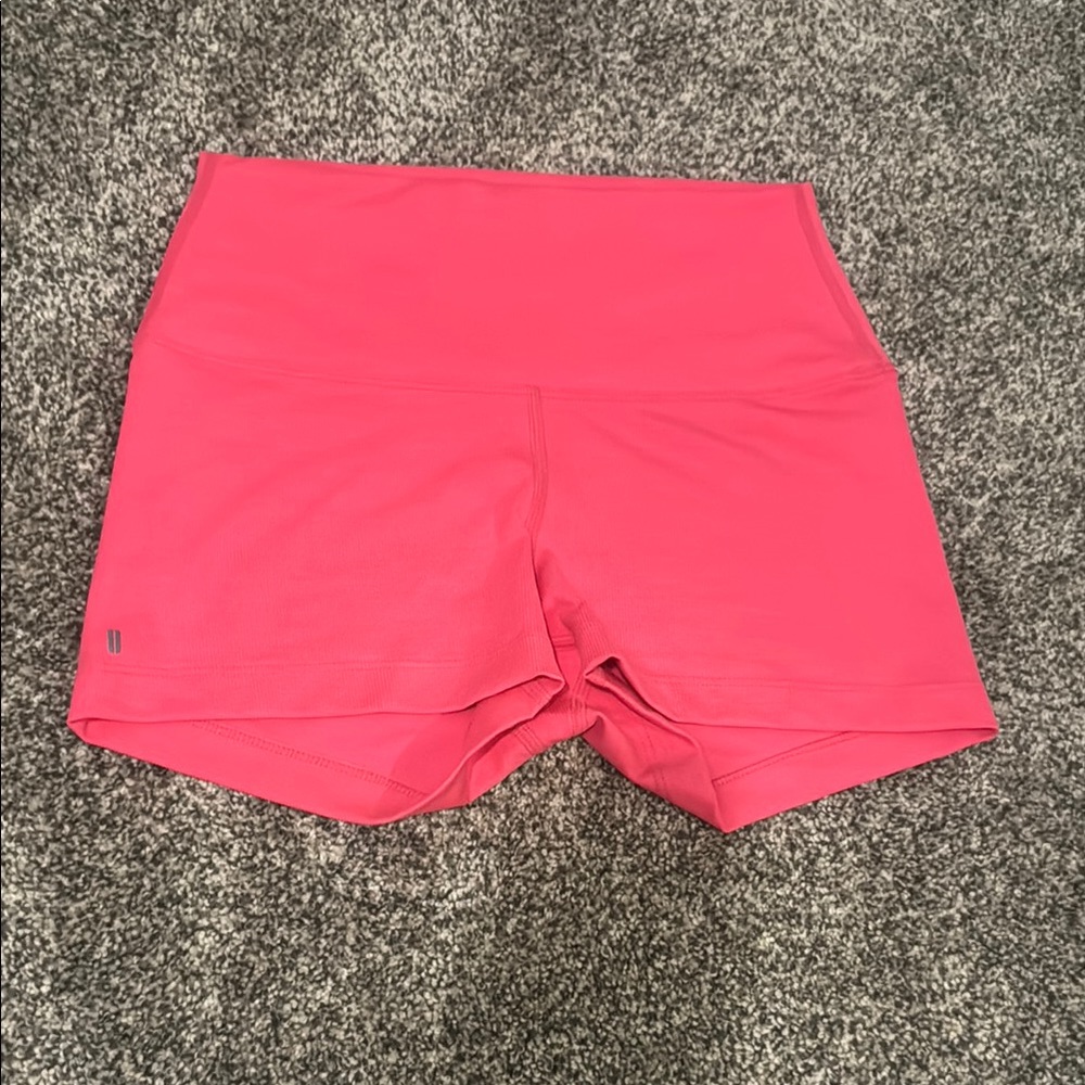 NOBULL High Rise Neon Pink Ribbed 2” shorts